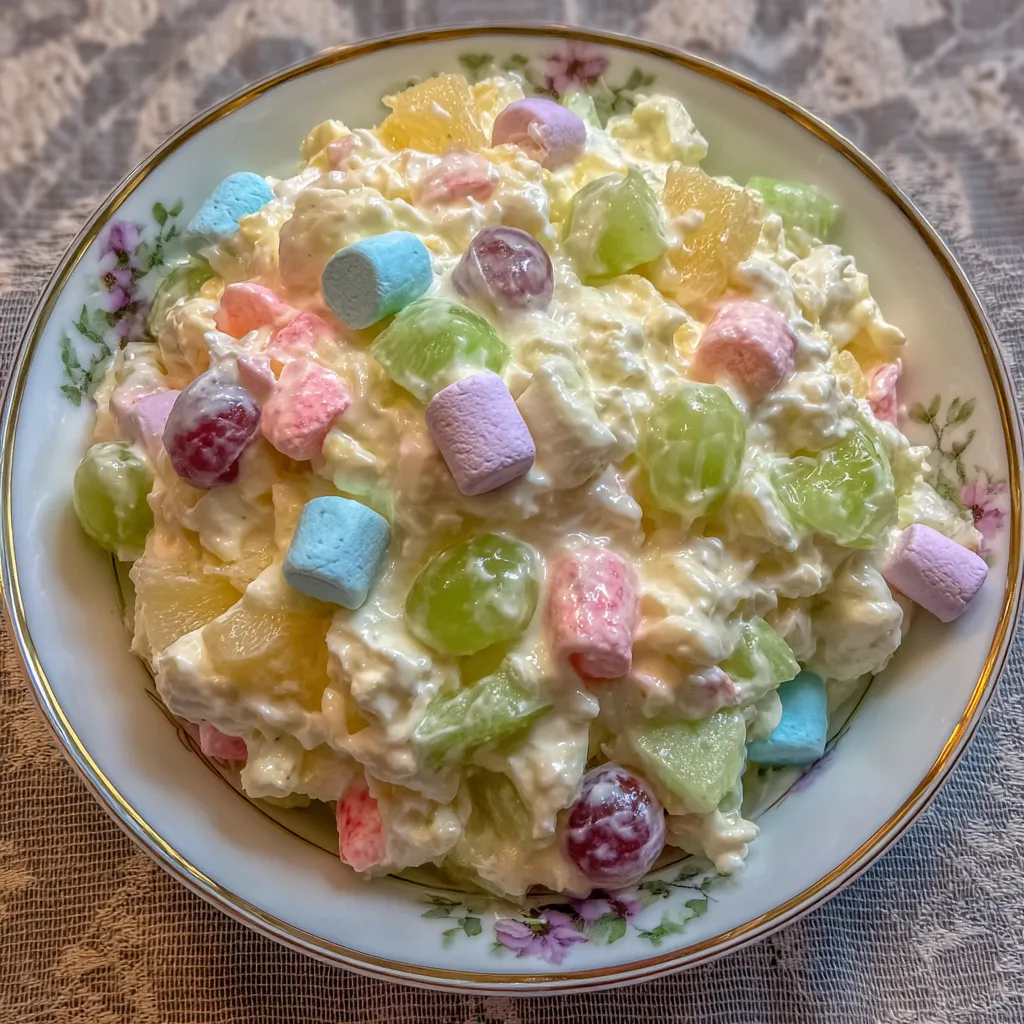 Ambrosia salad with marshmallows