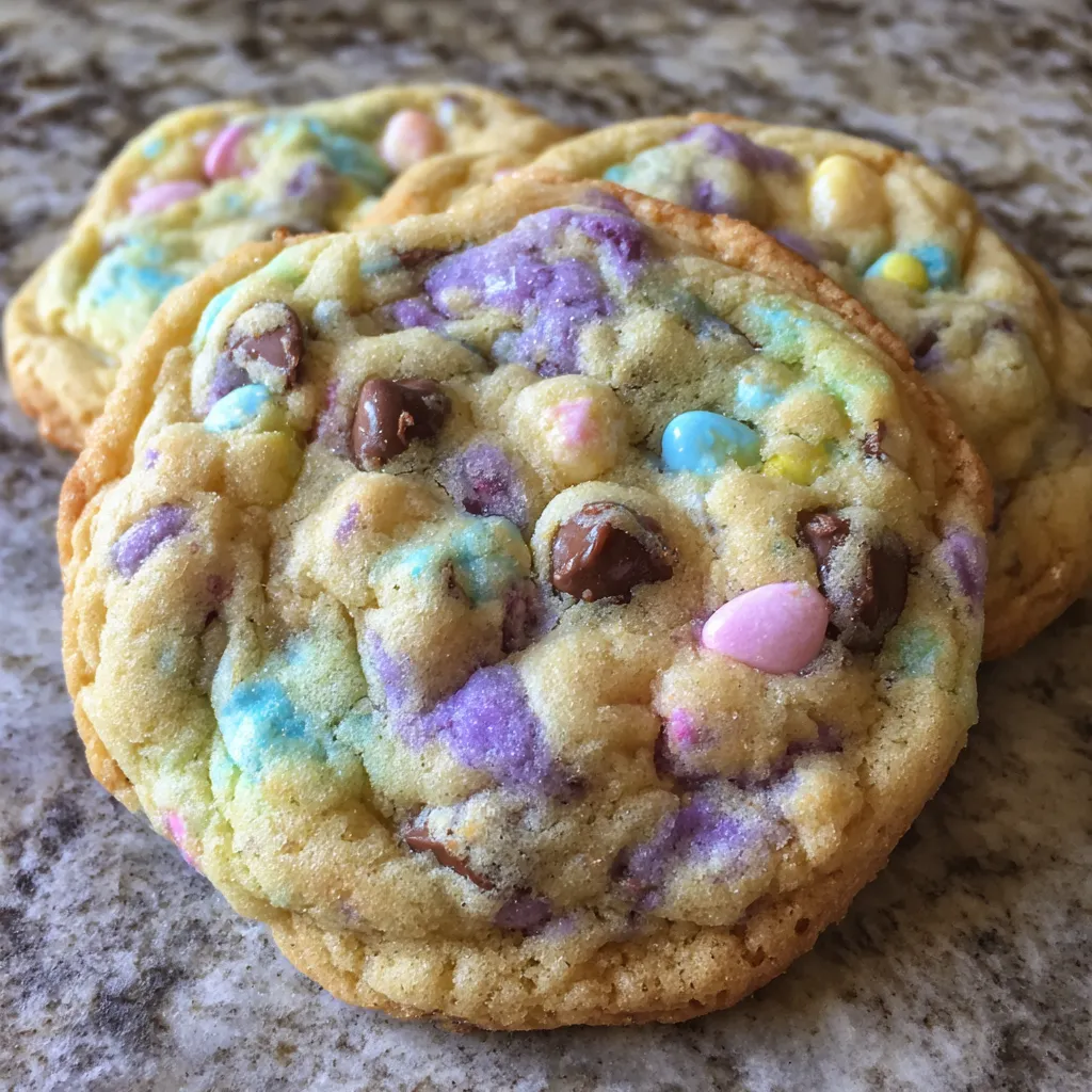 Colorful chocolate chip cookies spring