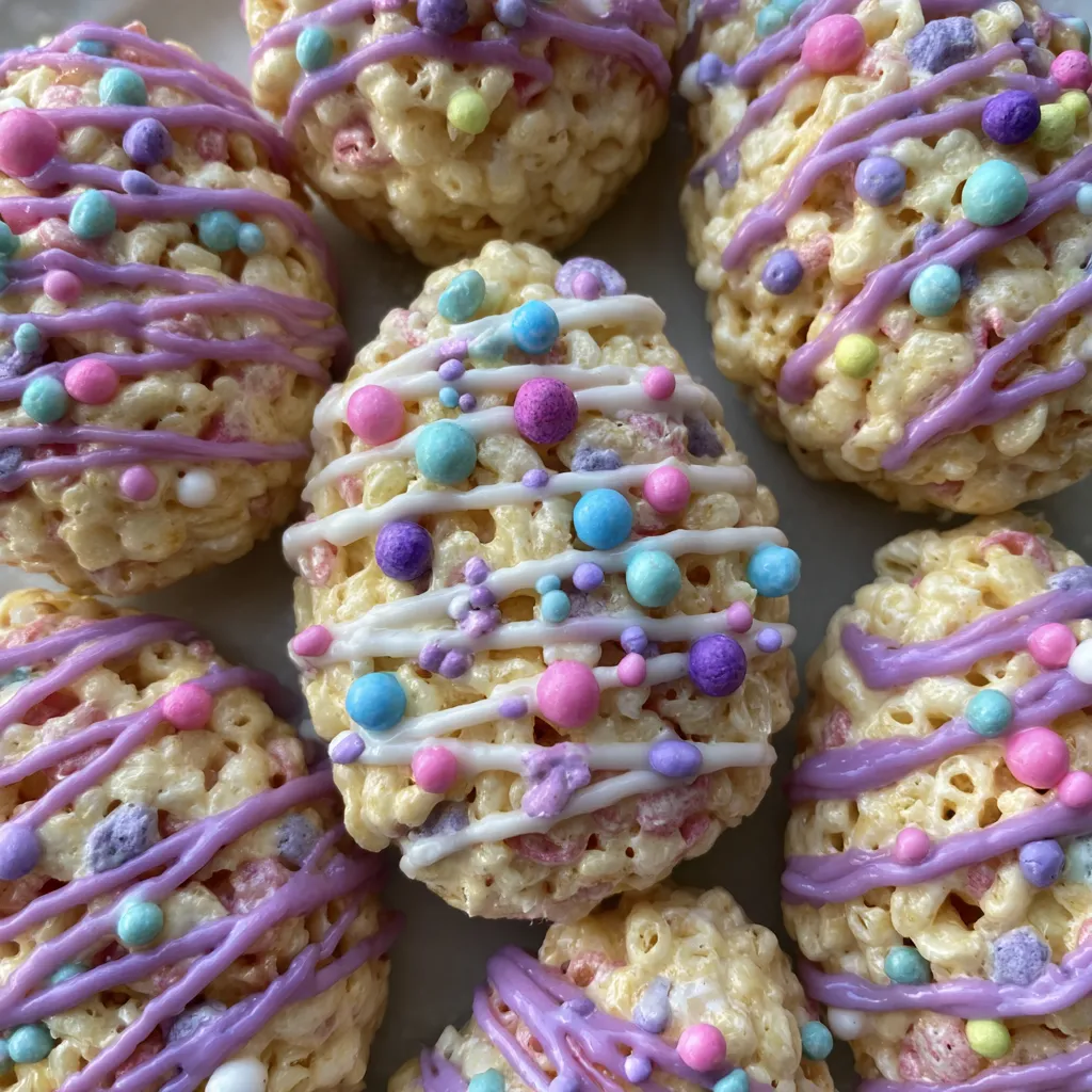 Rice krispie egg treats decorated