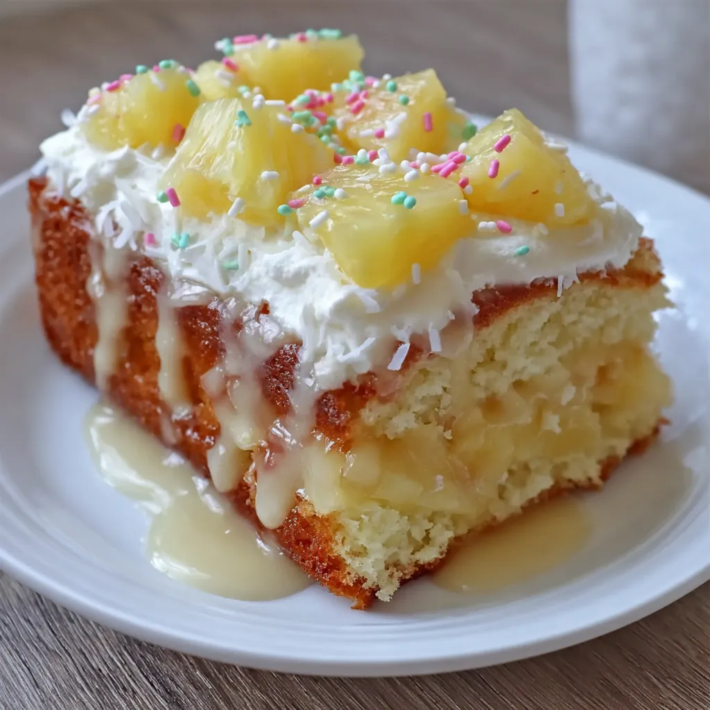 Easter pineapple cake with whipped topping