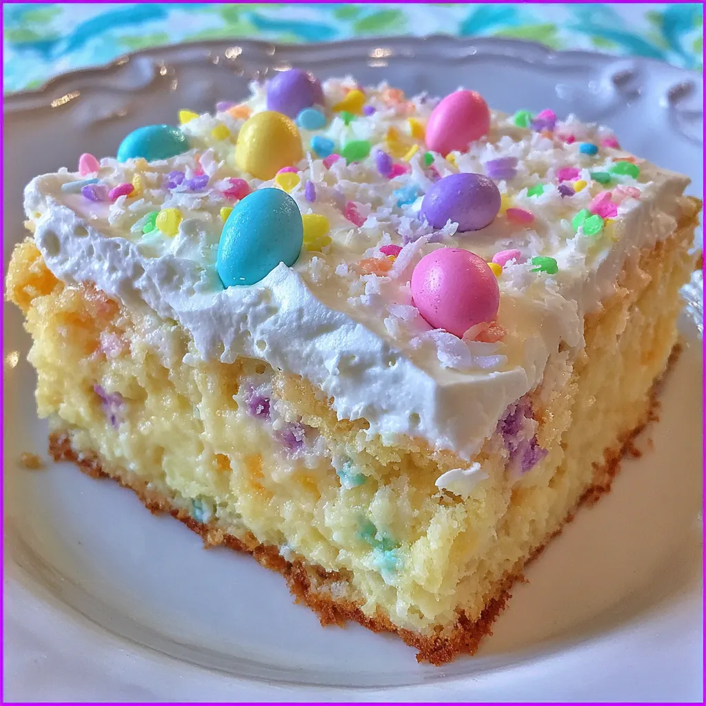 Colorful Easter sheet cake dessert