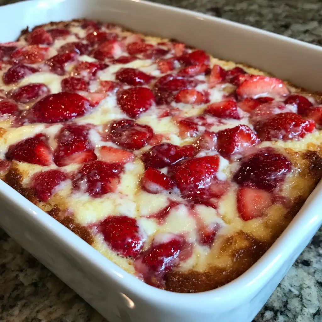 Strawberry cheesecake dump cake