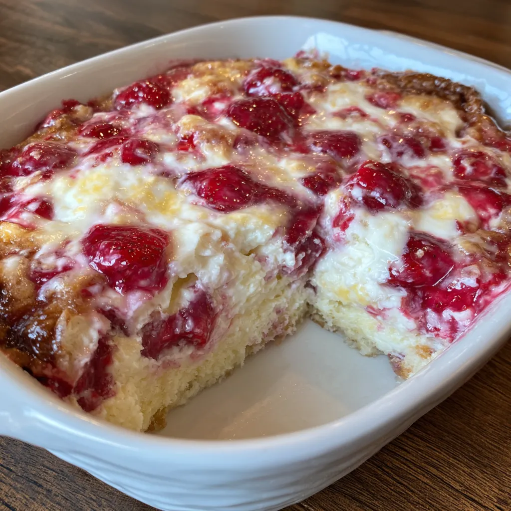 Strawberry dump cake dessert