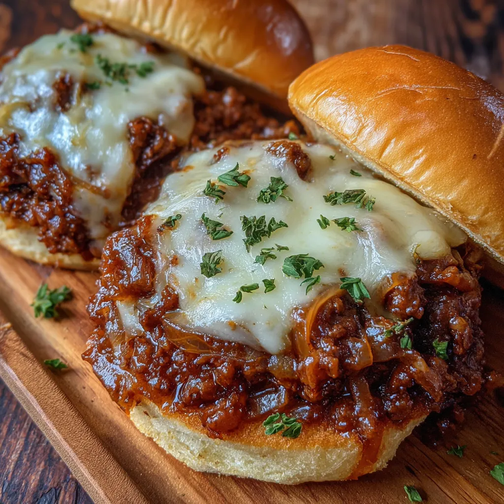 Cheesy French onion beef sandwich