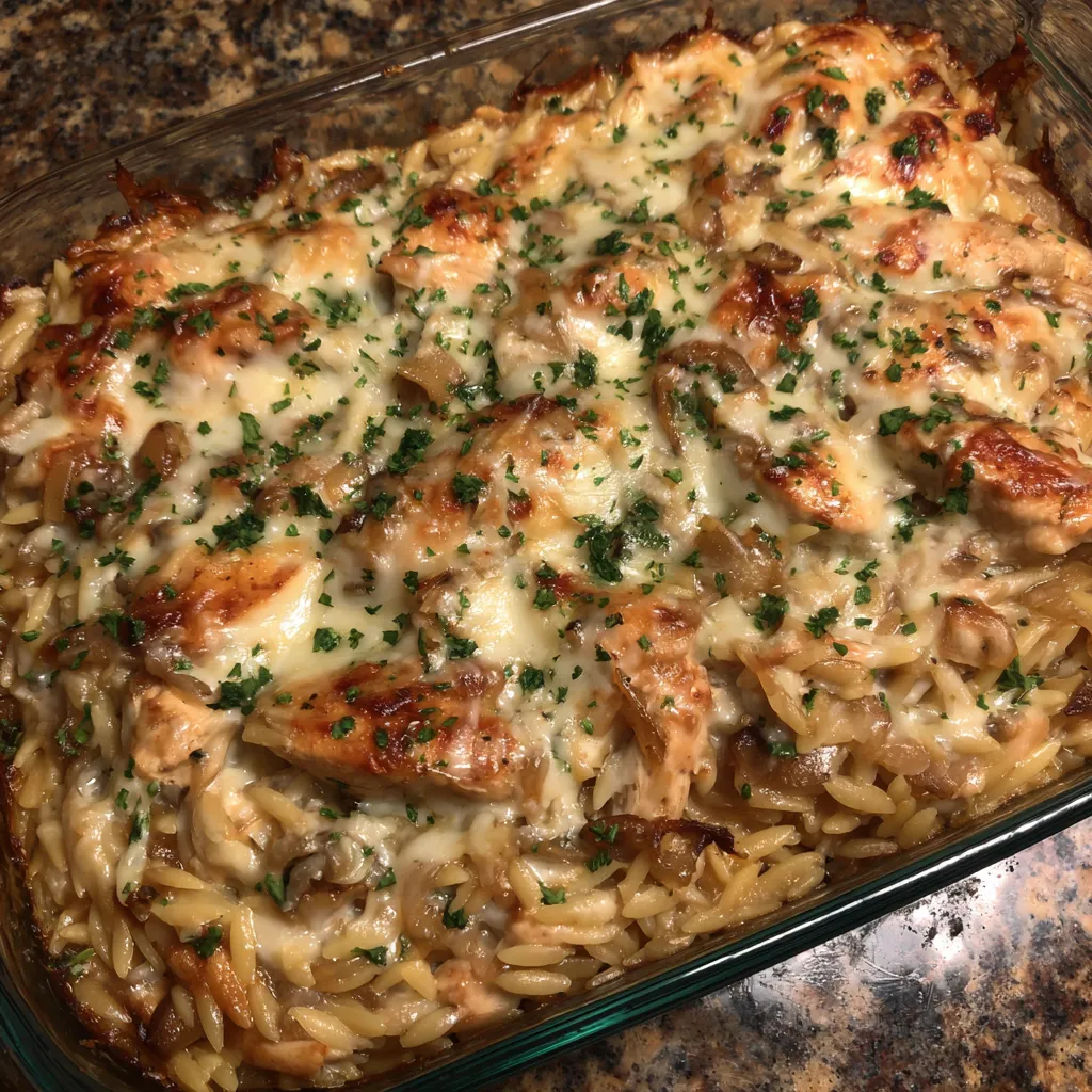 One pan chicken orzo dinner