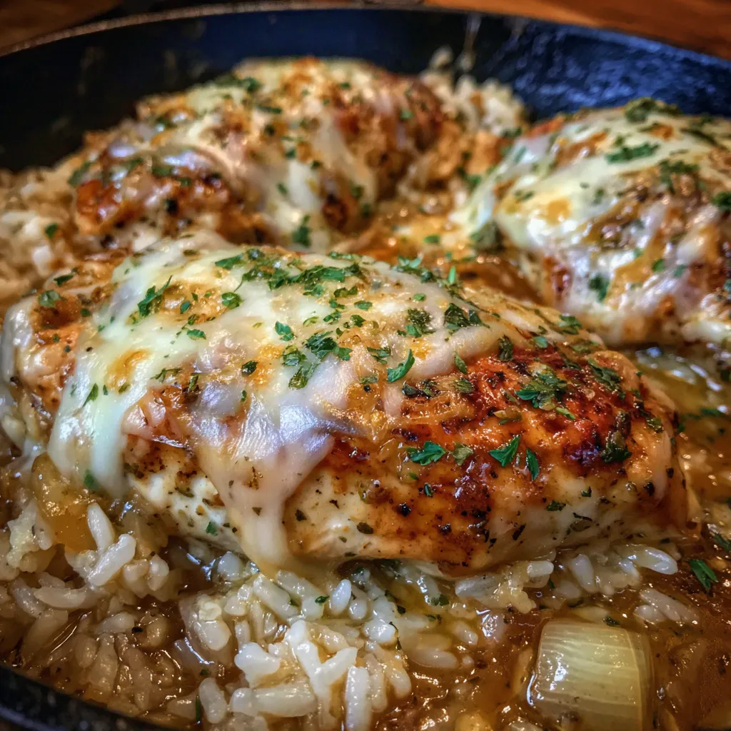 Cheesy french onion chicken bake