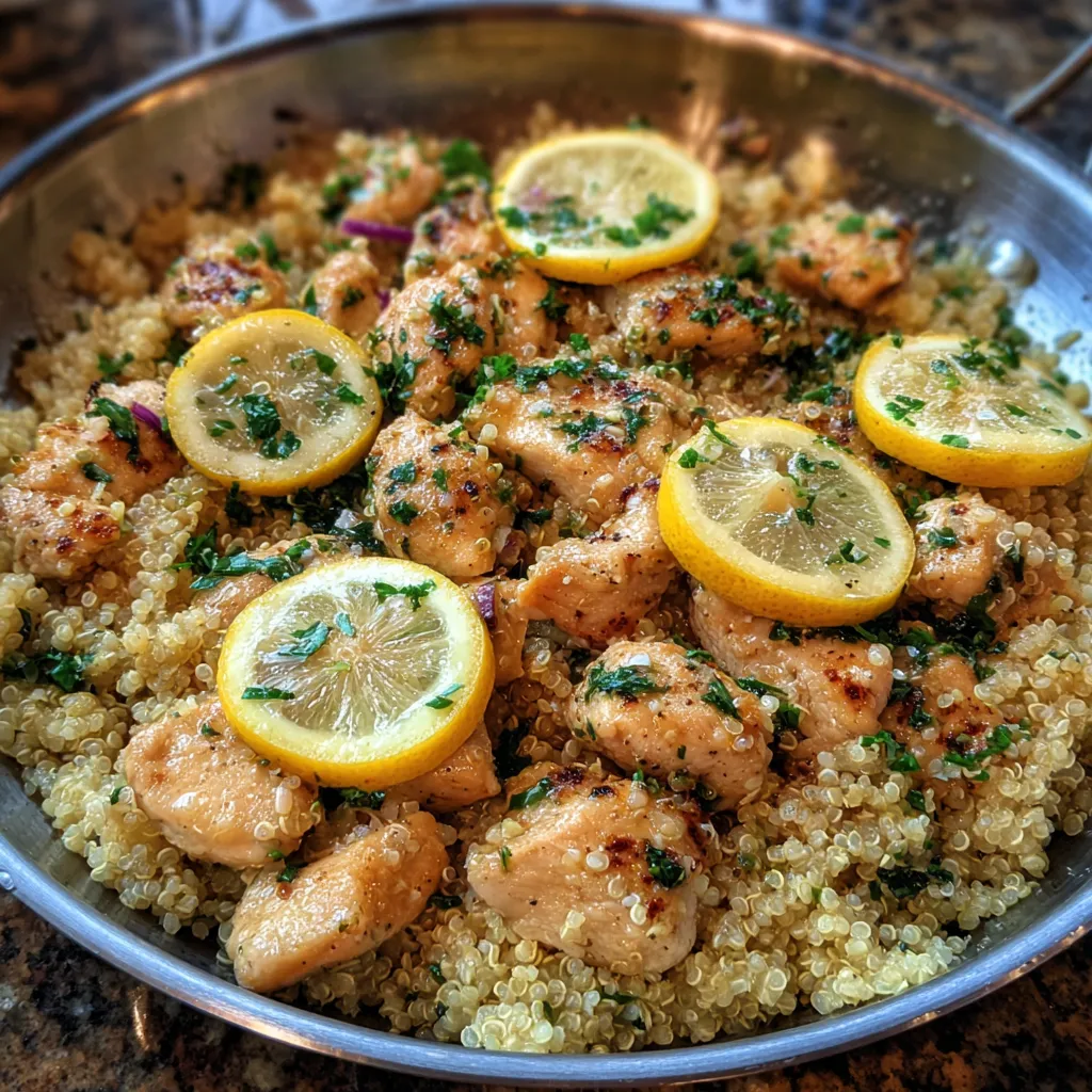 Lemon garlic chicken quinoa bowl