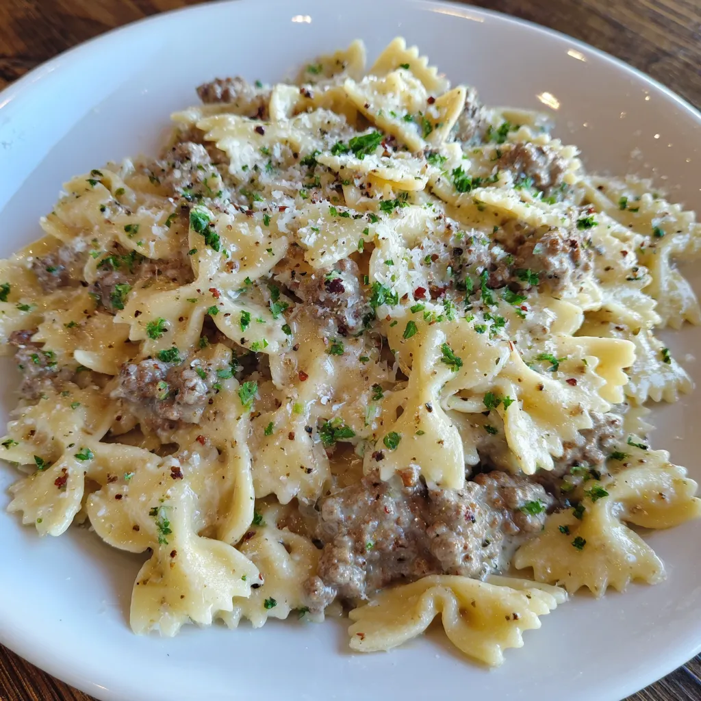 Garlic parmesan bowtie pasta