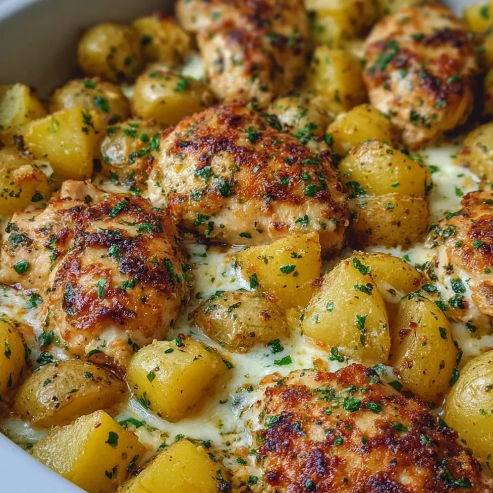 Garlic parmesan chicken and potatoes sheet pan