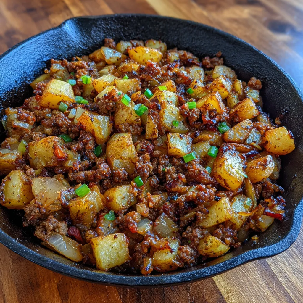Crispy potato and ground beef skillet