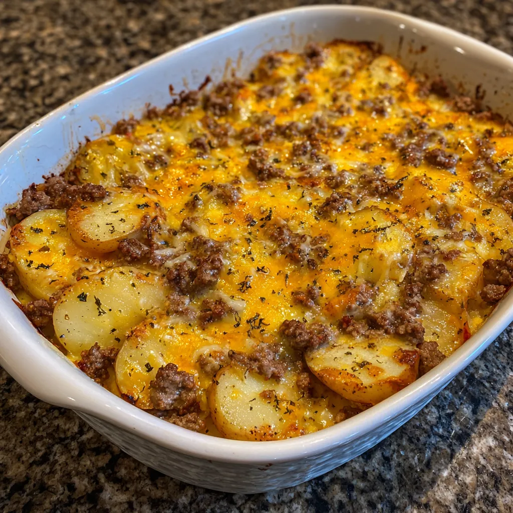 Close-up of potato casserole