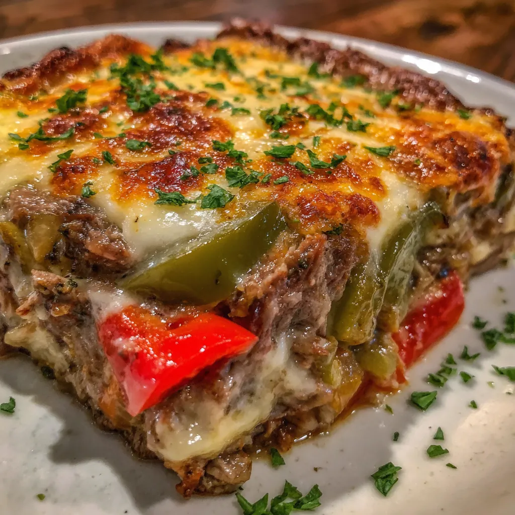Low carb philly cheesesteak casserole