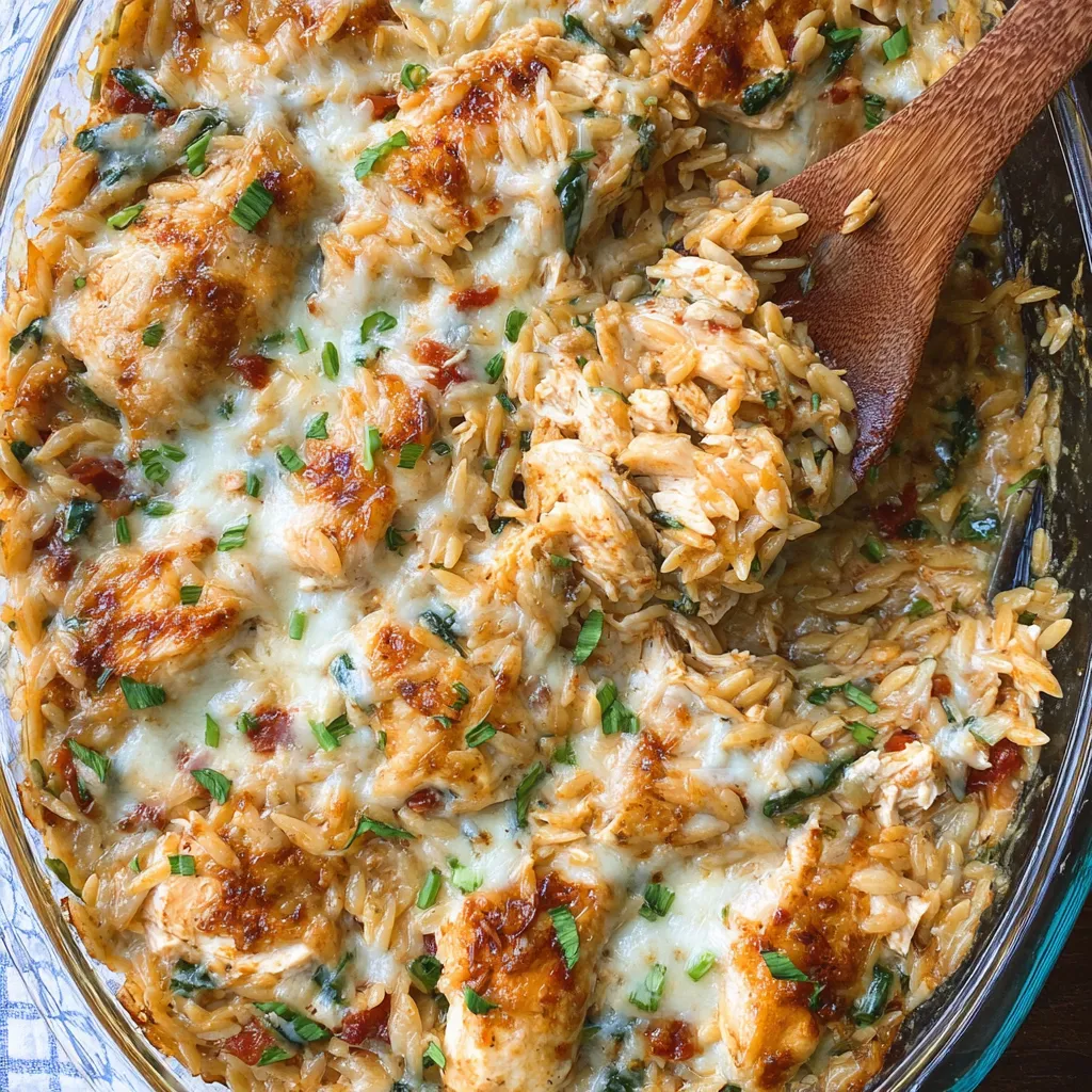 Dump and bake chicken orzo