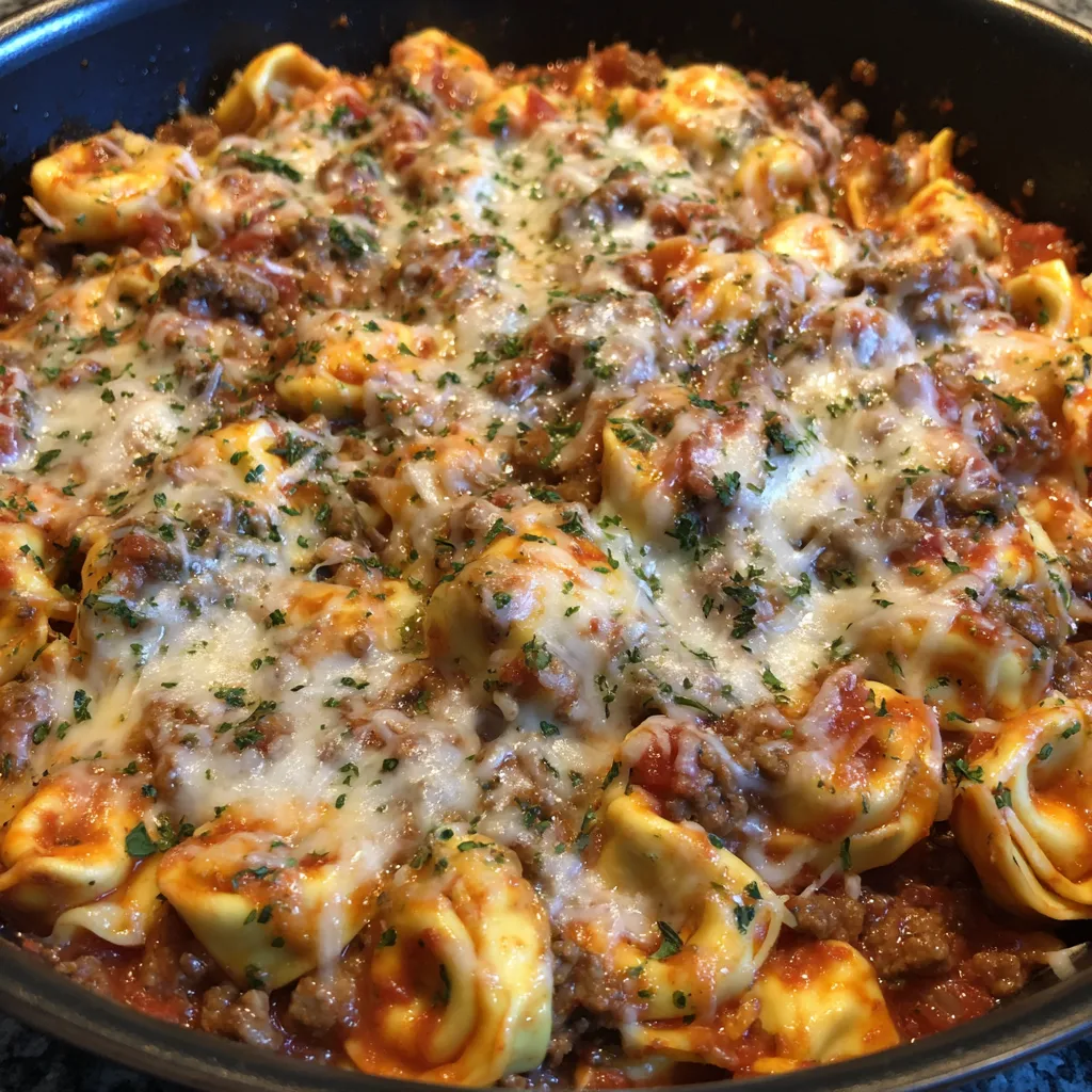 Ground beef tortellini casserole