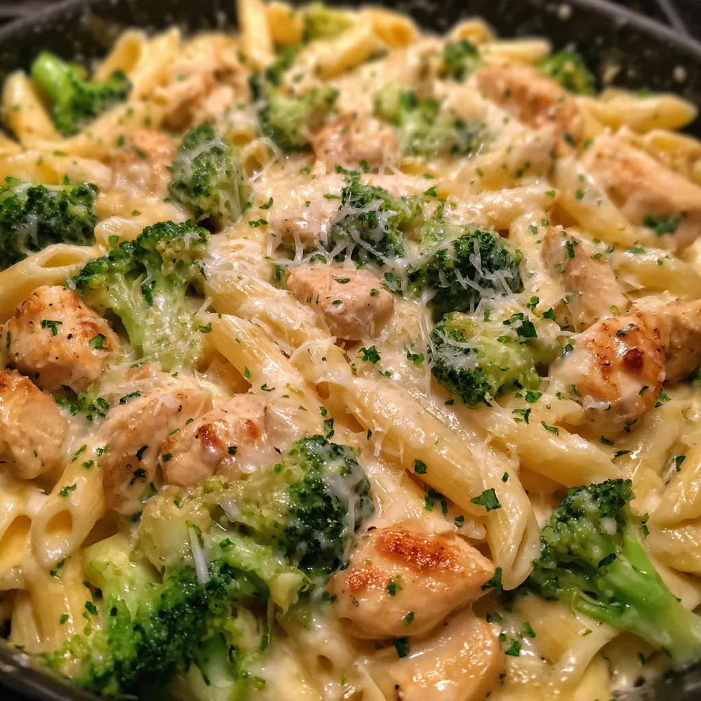 One pan chicken broccoli pasta