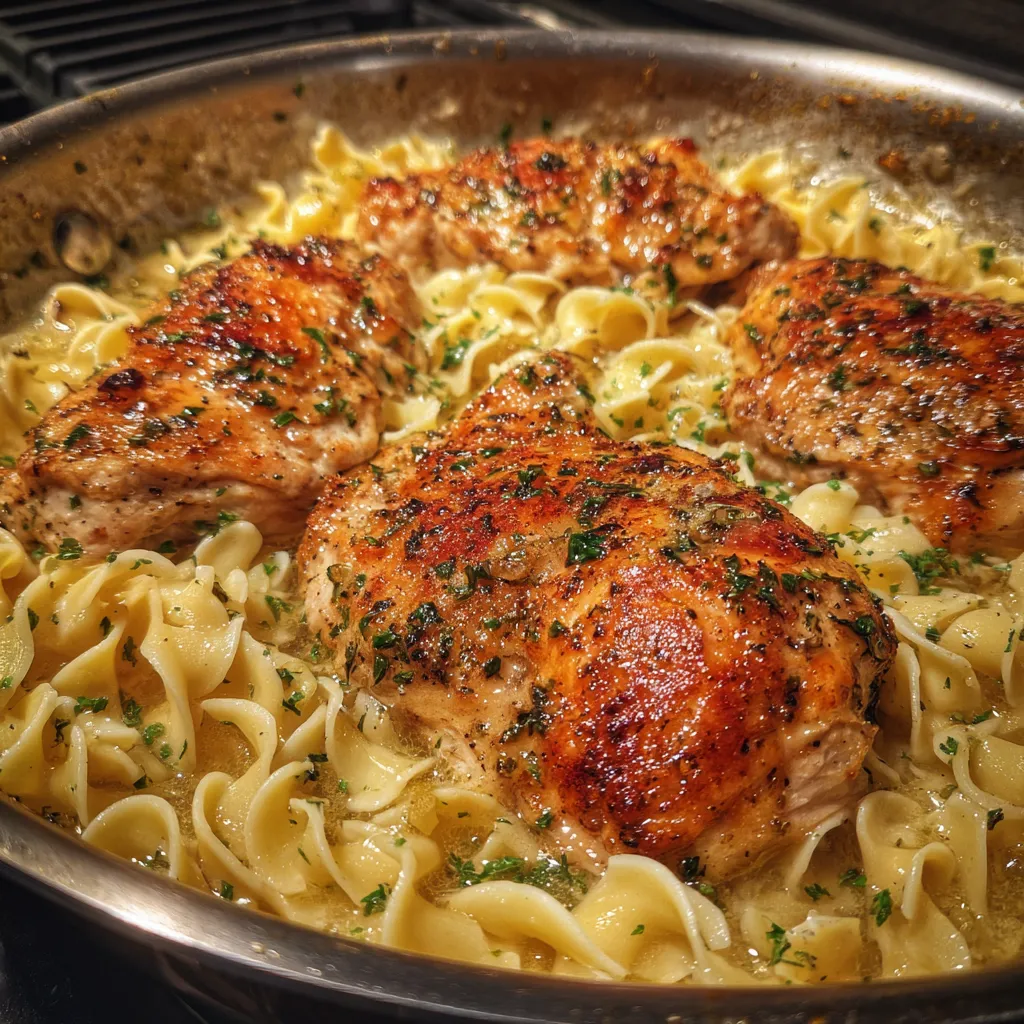 Chicken and egg noodles skillet