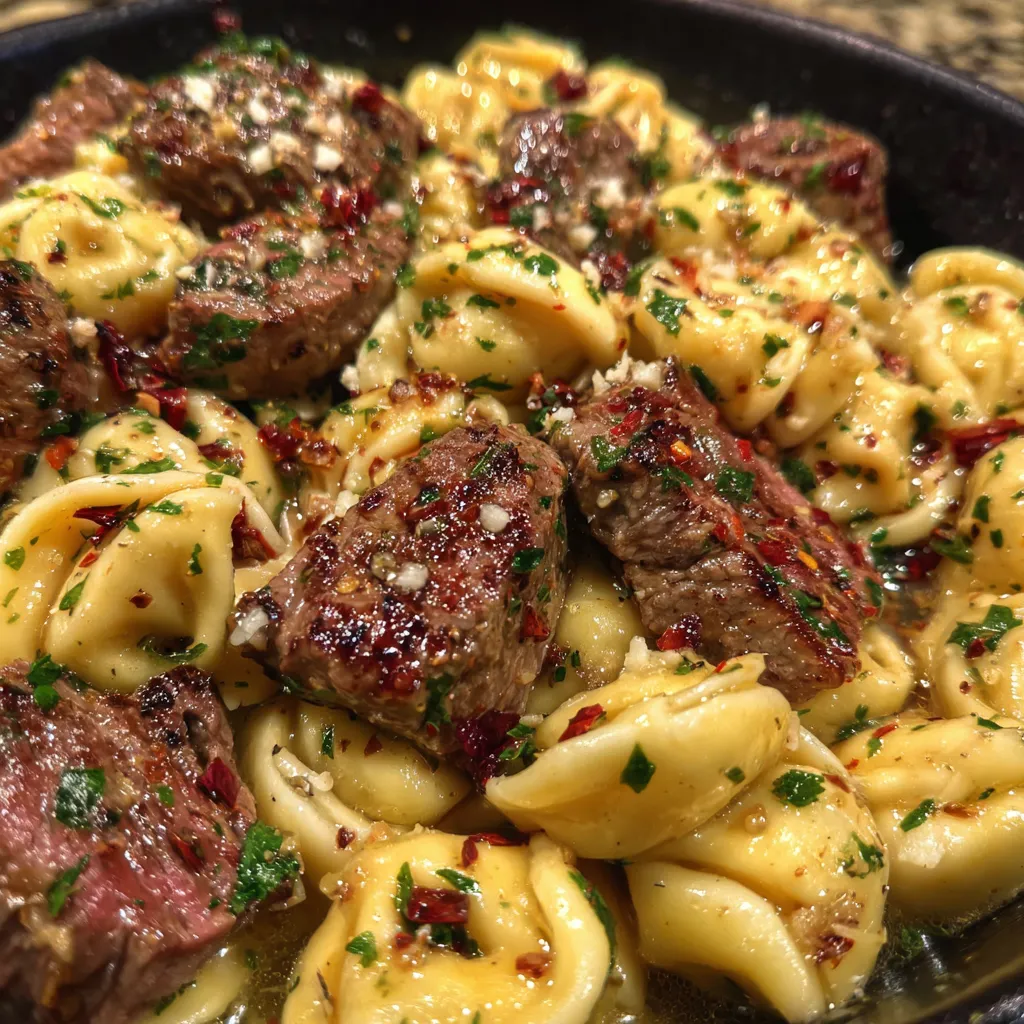 Steak bites tortellini skillet