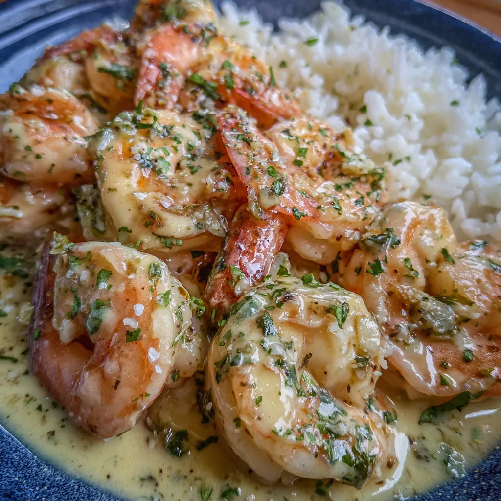 Creamy garlic butter shrimp rice bowl