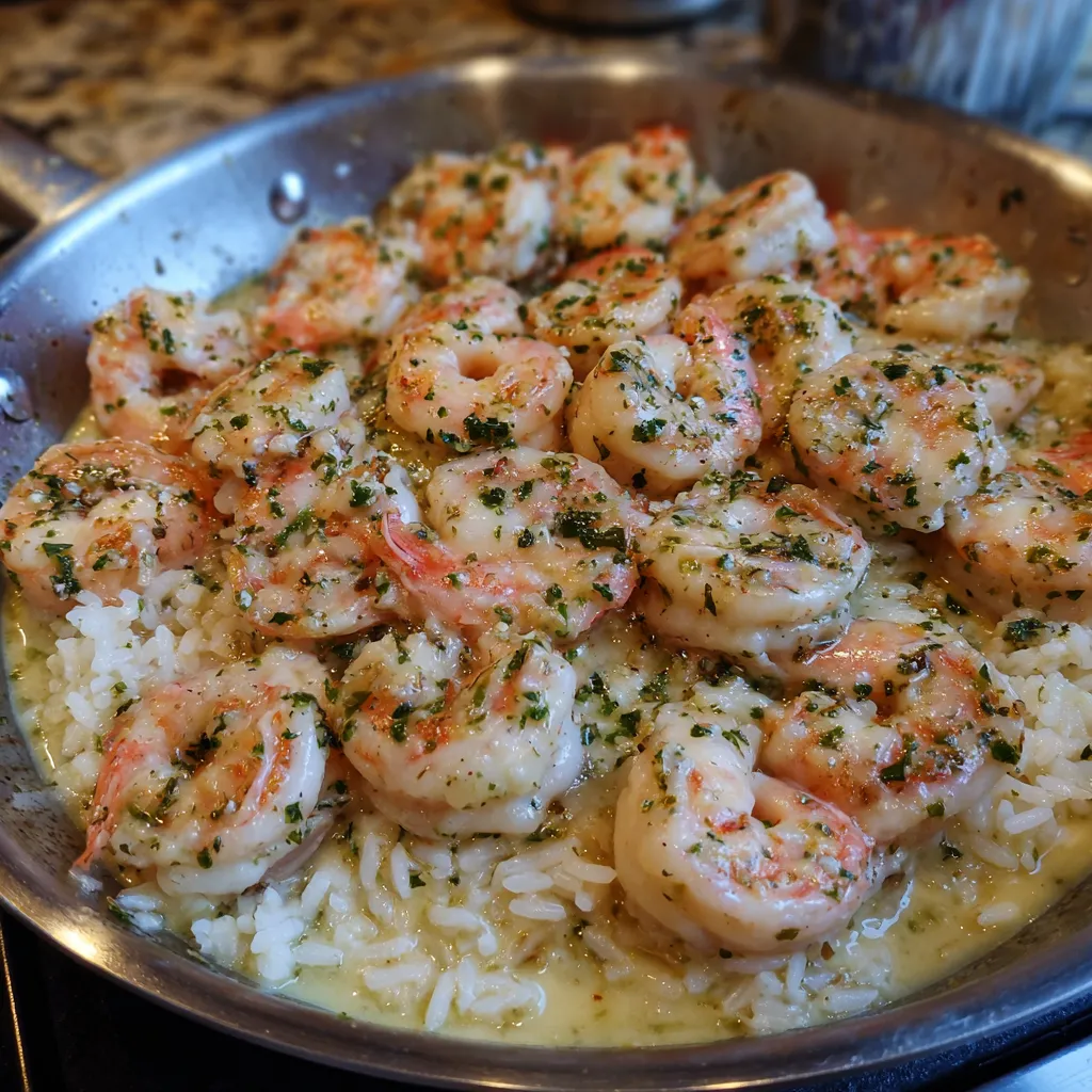 Creamy shrimp rice skillet