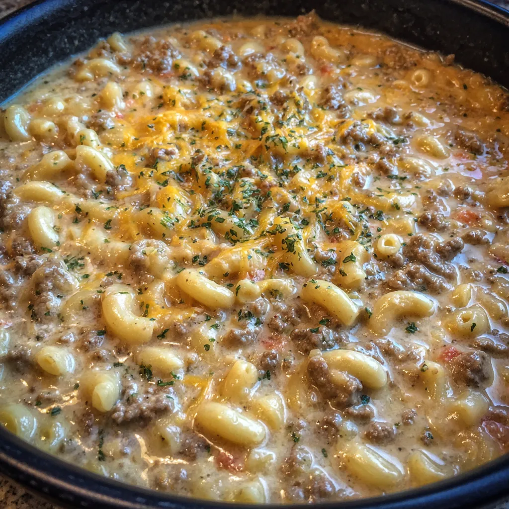One-pot cheeseburger soup