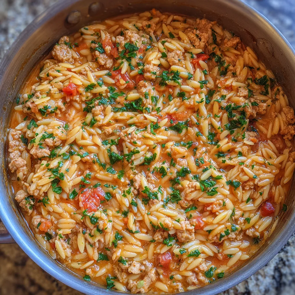 Healthy ground turkey orzo meal