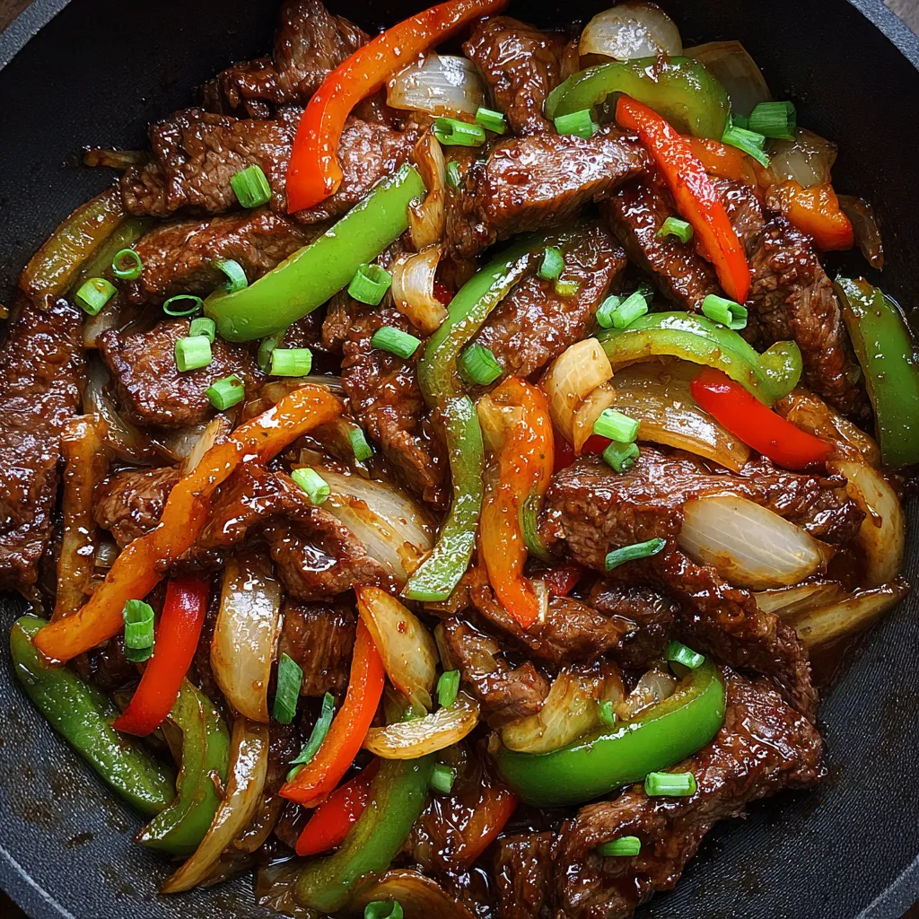 Pepper steak with bell peppers