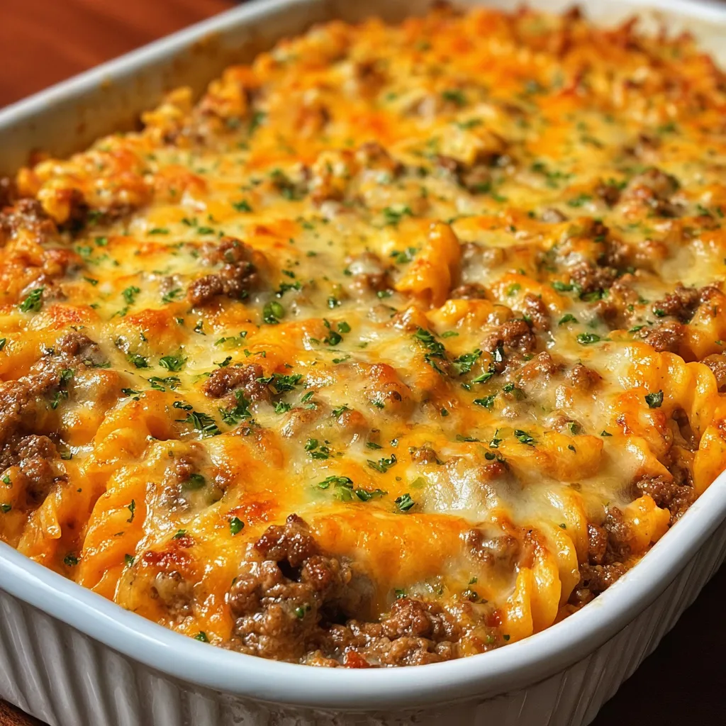 Cheesy beef noodle casserole