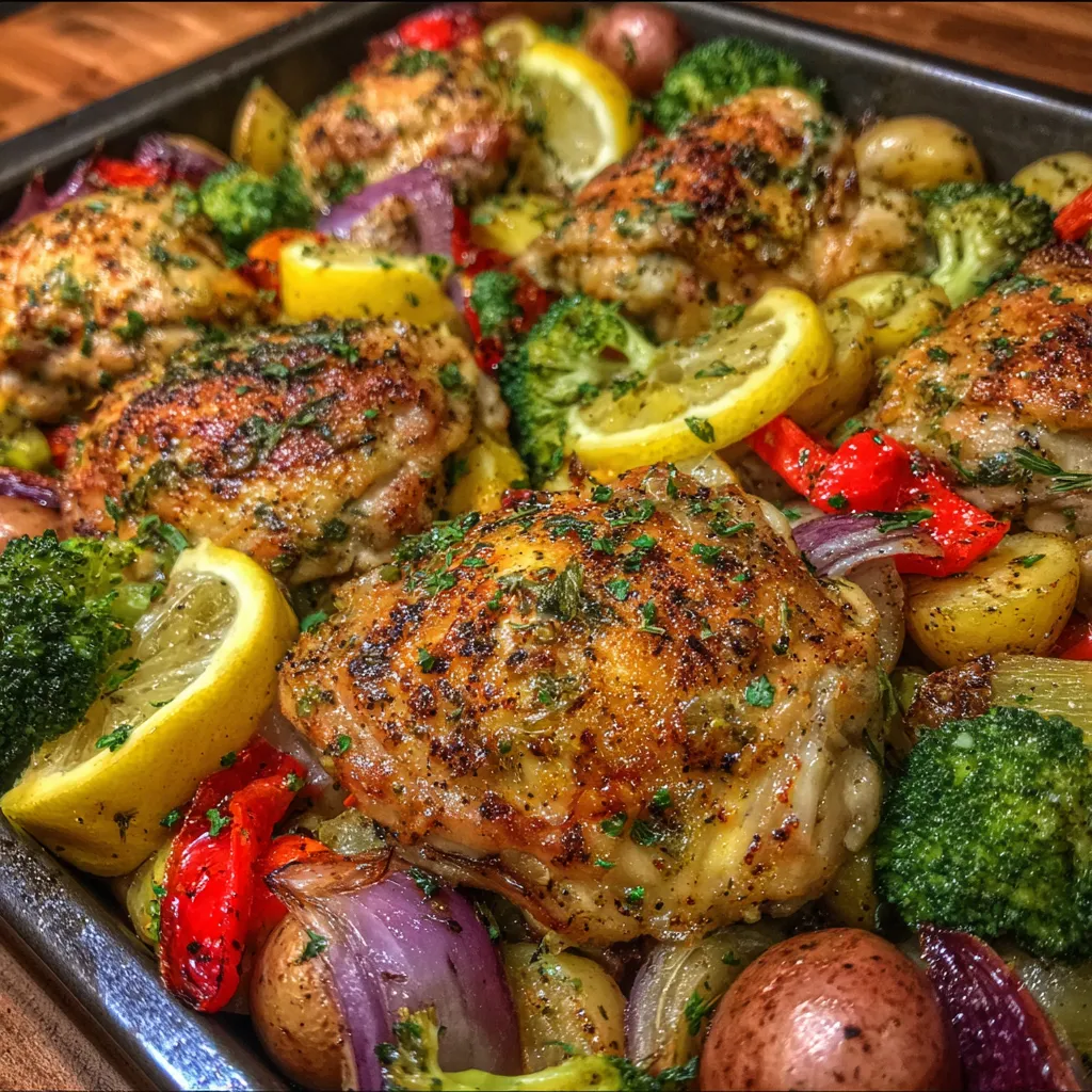 One pan lemon chicken vegetables