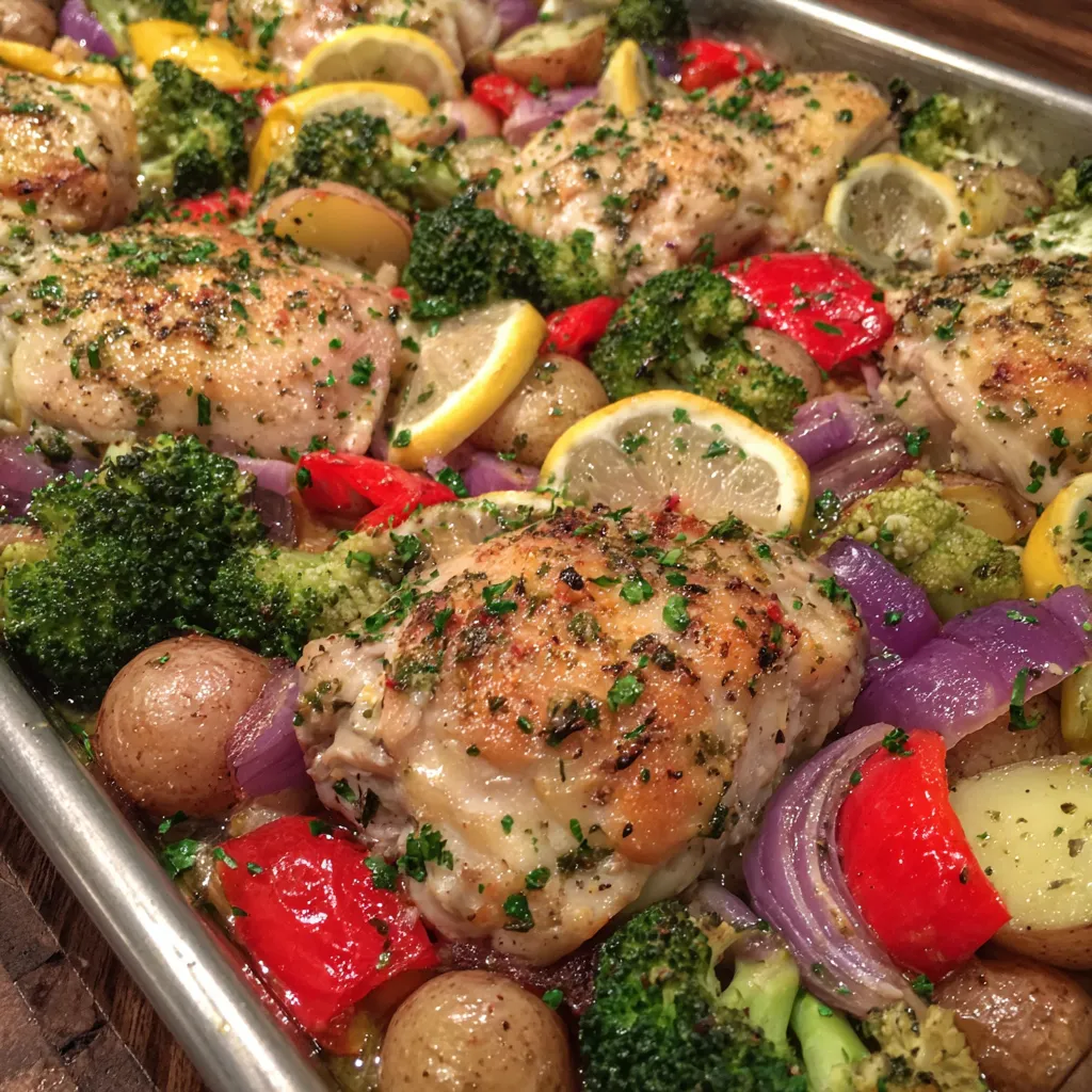 Healthy sheet pan chicken dinner