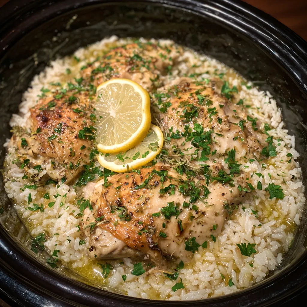 Crockpot lemon chicken rice