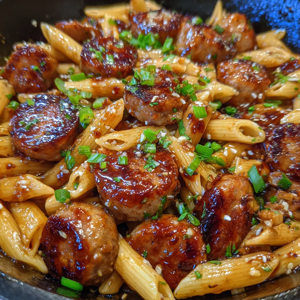 Honey garlic sausage pasta skillet