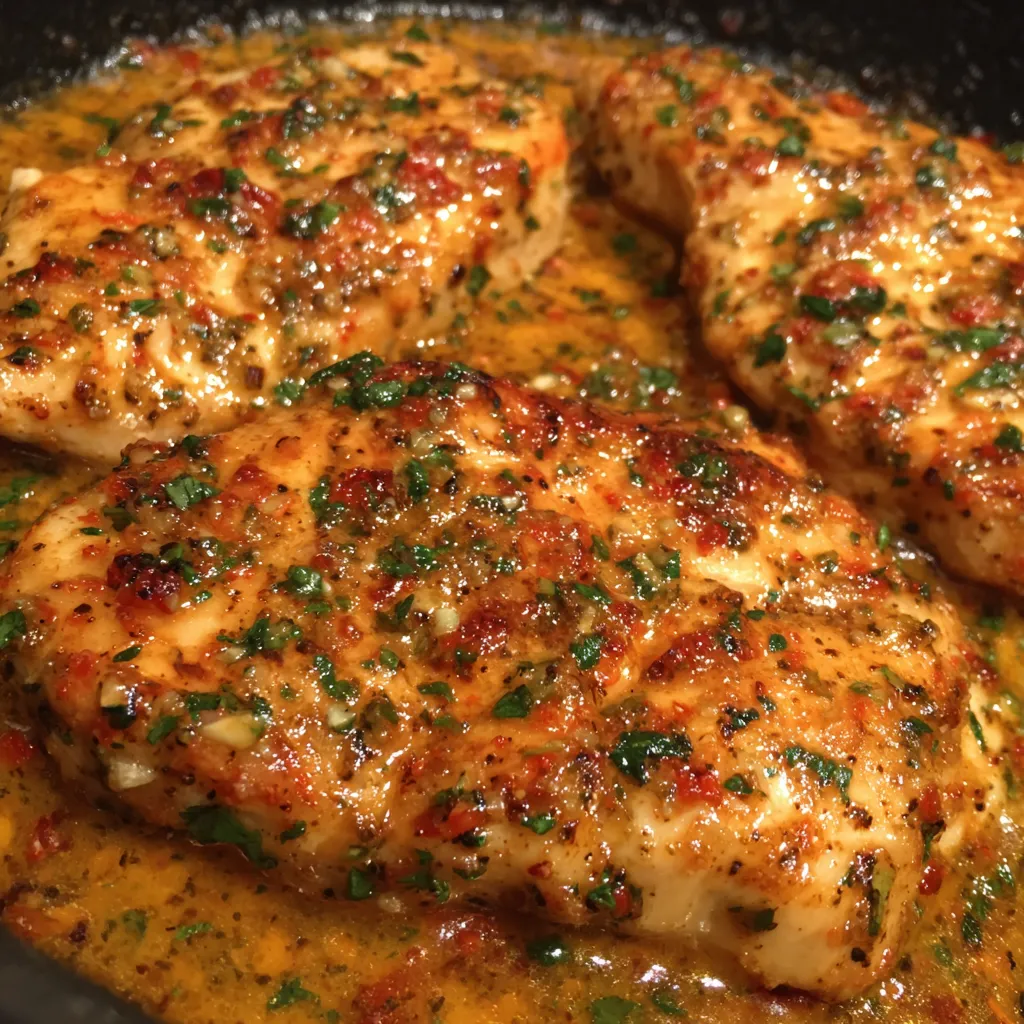 Juicy pan seared chicken with butter sauce