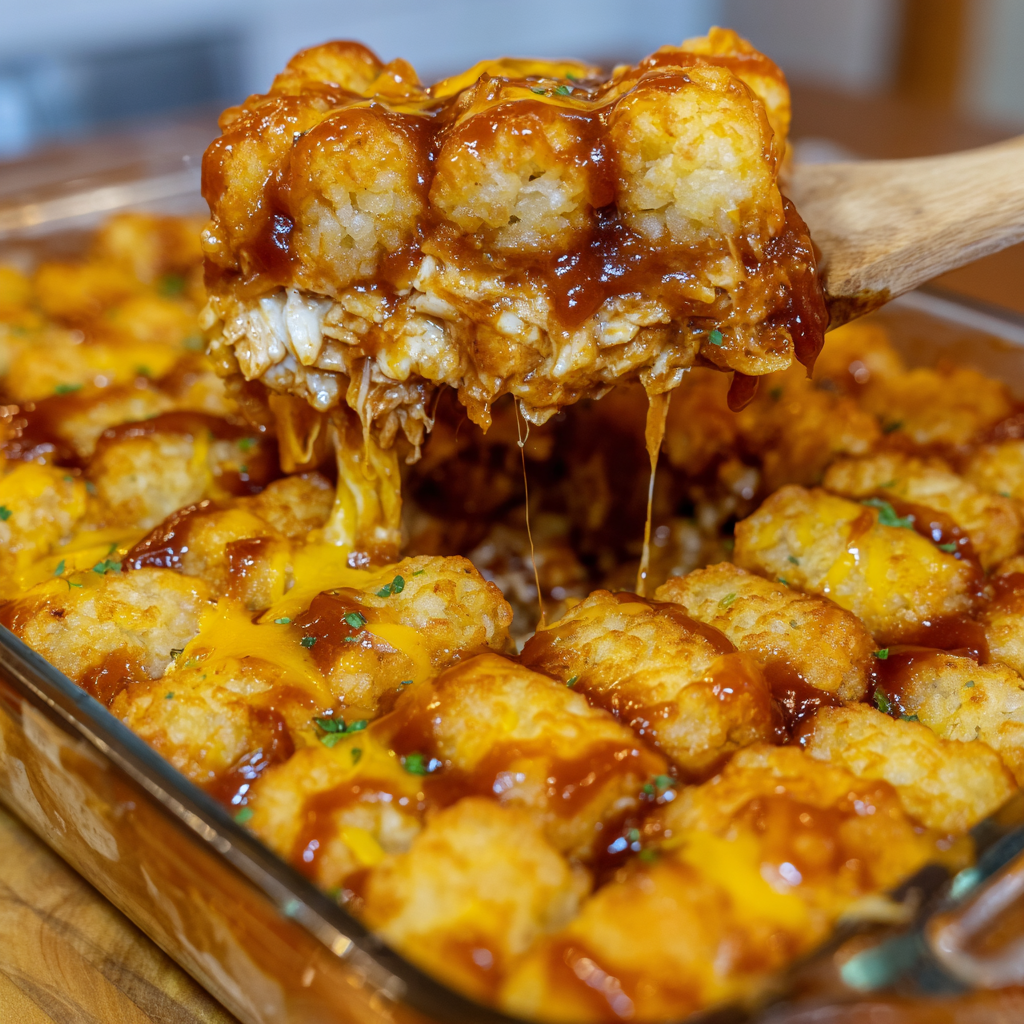 BBQ Chicken Tater Tot Casserole