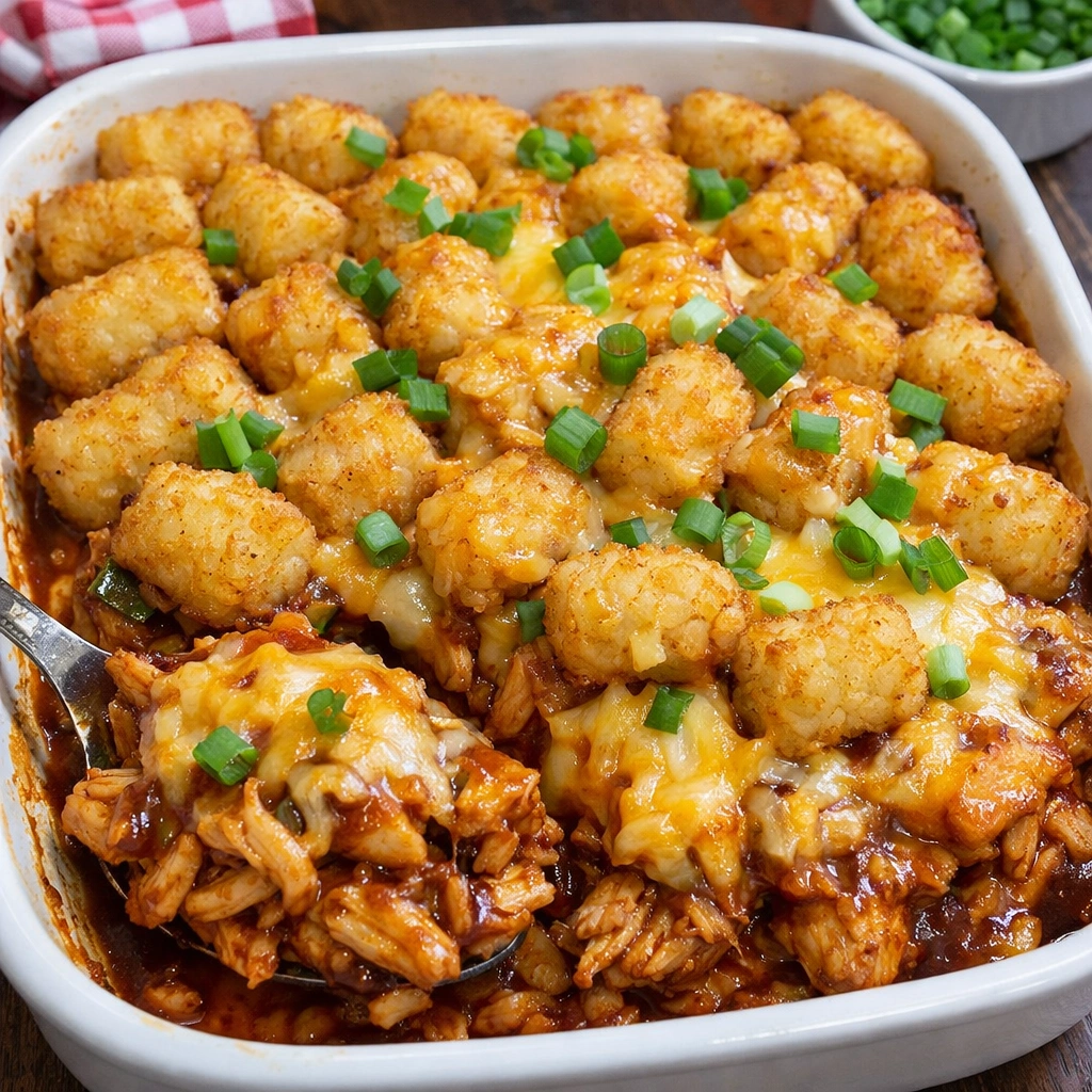 BBQ Chicken Tater Tot Casserole