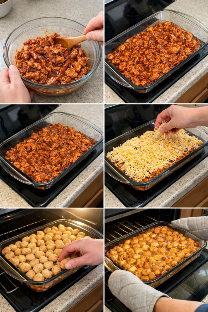 BBQ Chicken Tater Tot Casserole