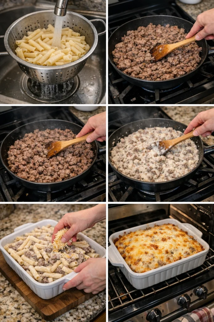 Beef Alfredo Ziti Casserole