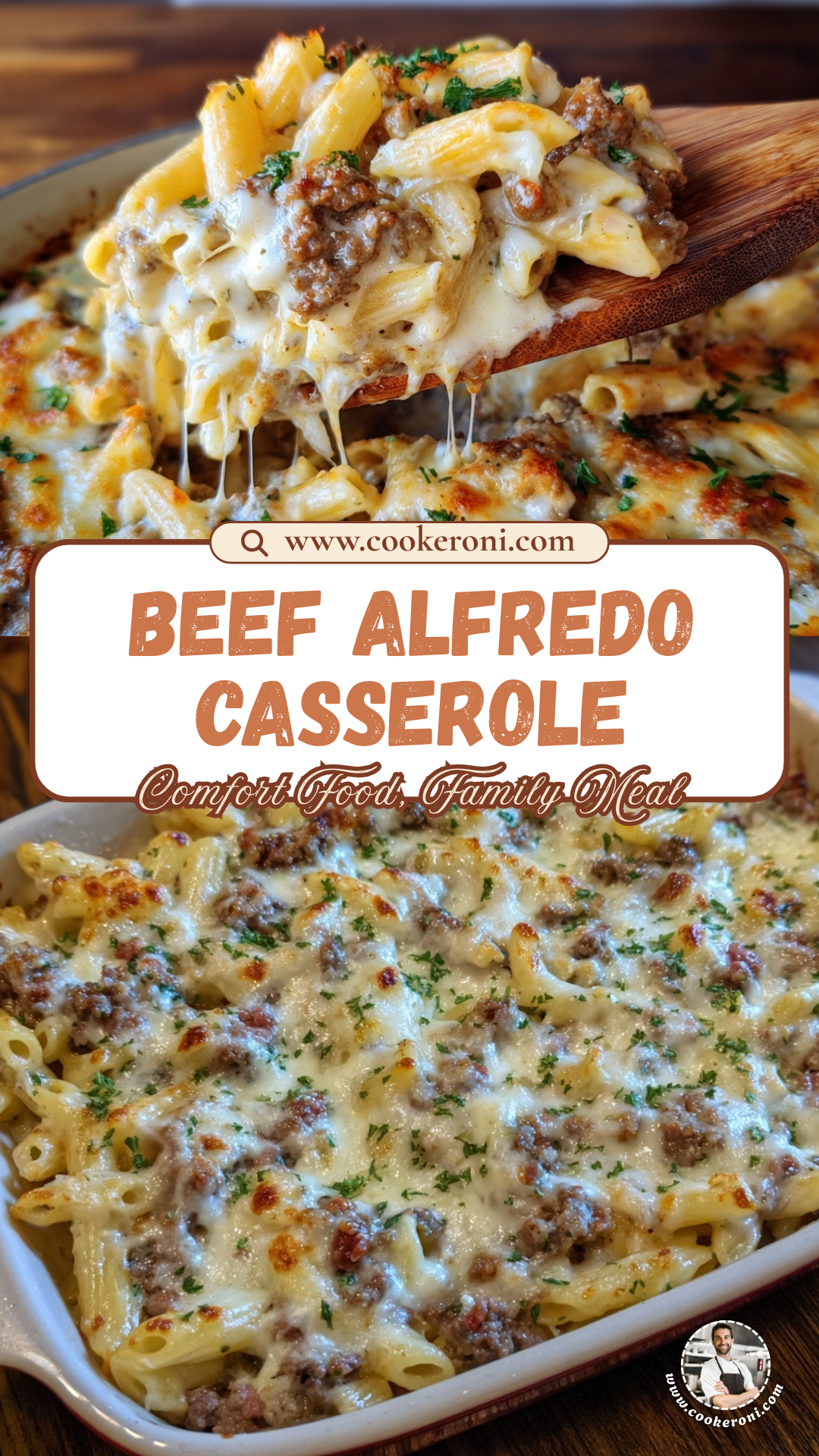 Beef Alfredo Ziti Casserole