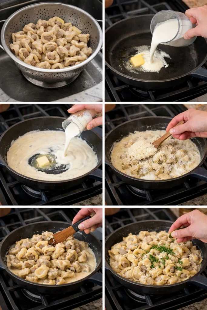 Beef & Parmesan Tortellini in Creamy Sauce