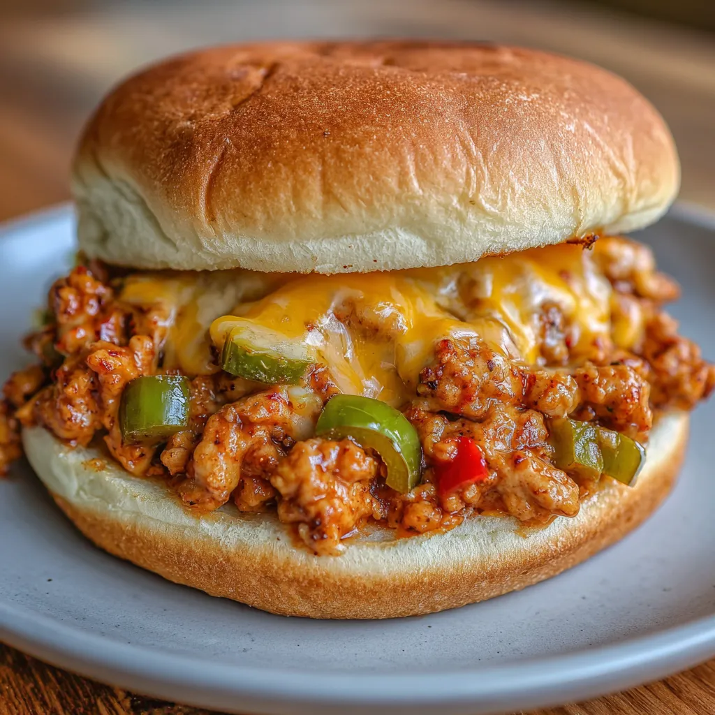 Spicy chicken sloppy joe close up
