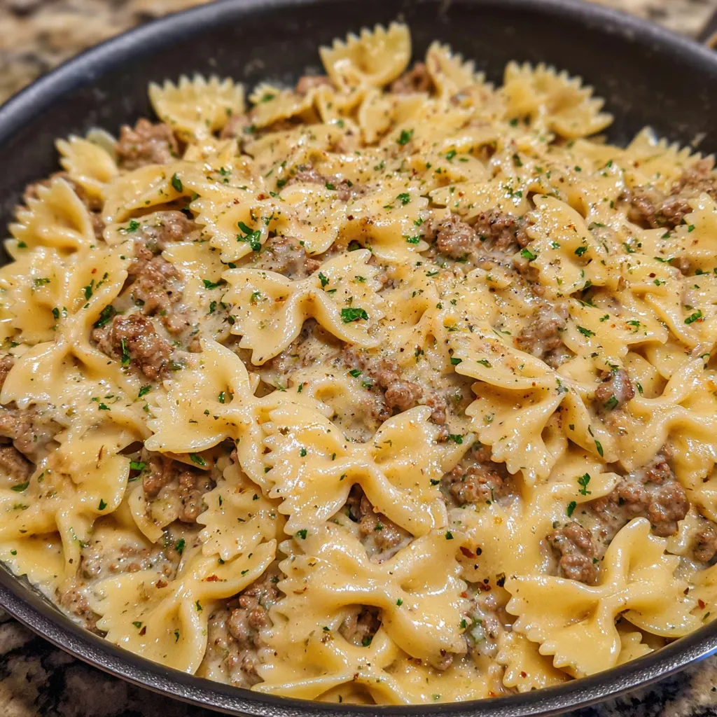 Creamy Cajun beef pasta skillet