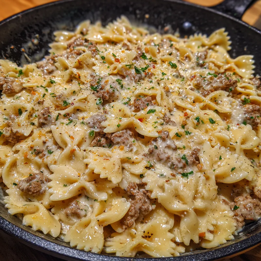 Cajun cream cheese Alfredo bowties