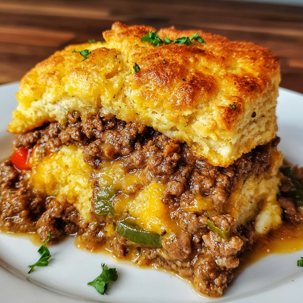 Cheddar Bay Biscuit Ground Beef Cobbler