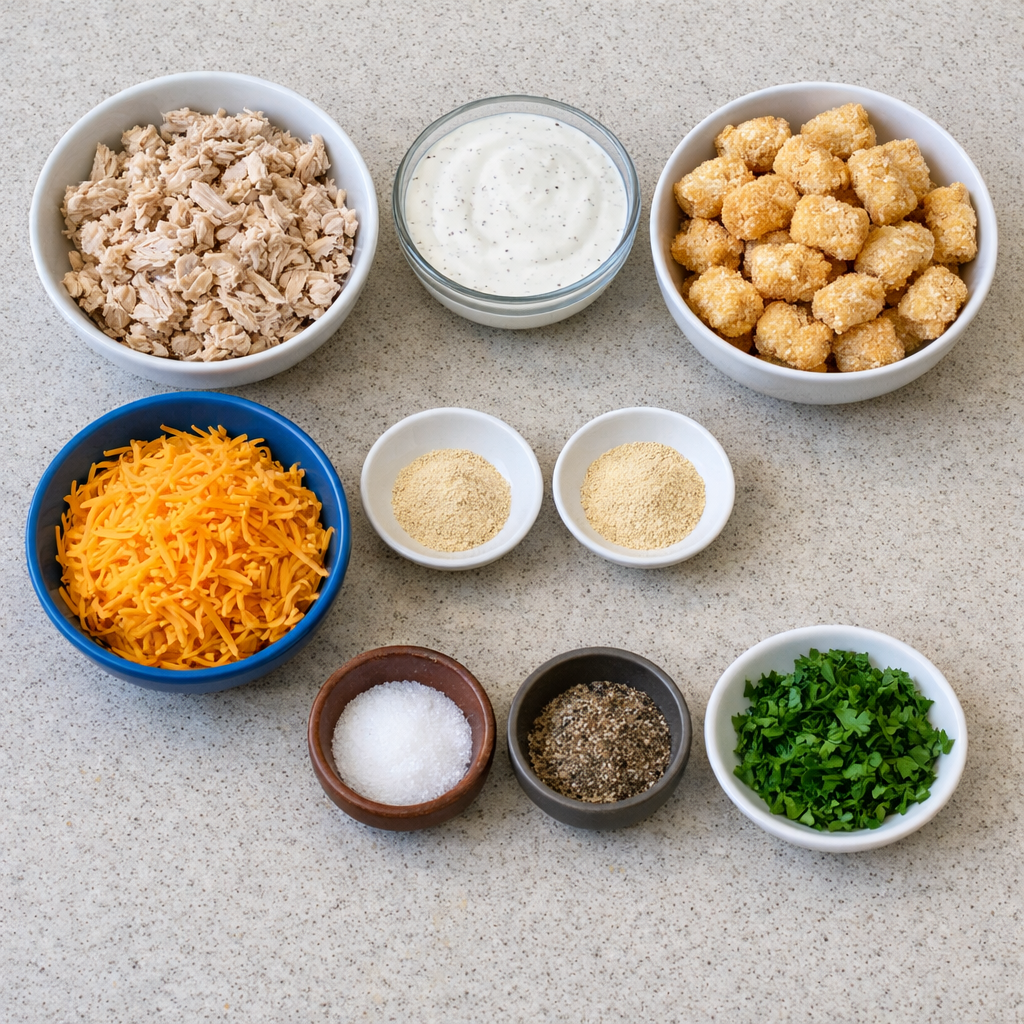 Cheddar Ranch Chicken Tater Tot Bake