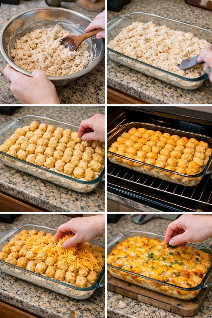 Cheddar Ranch Chicken Tater Tot Bake