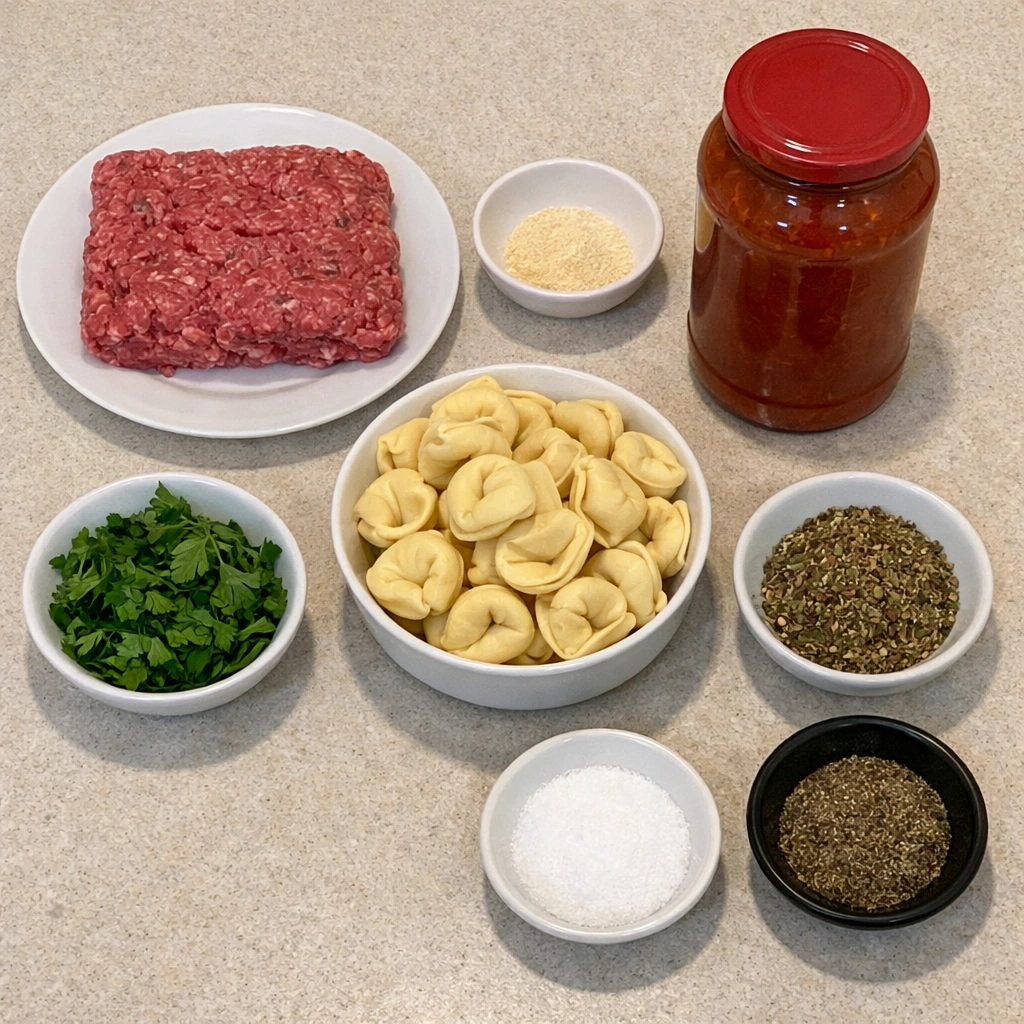 Cheesy Beef Tortellini Bake