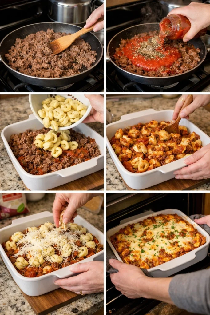 Cheesy Beef Tortellini Bake