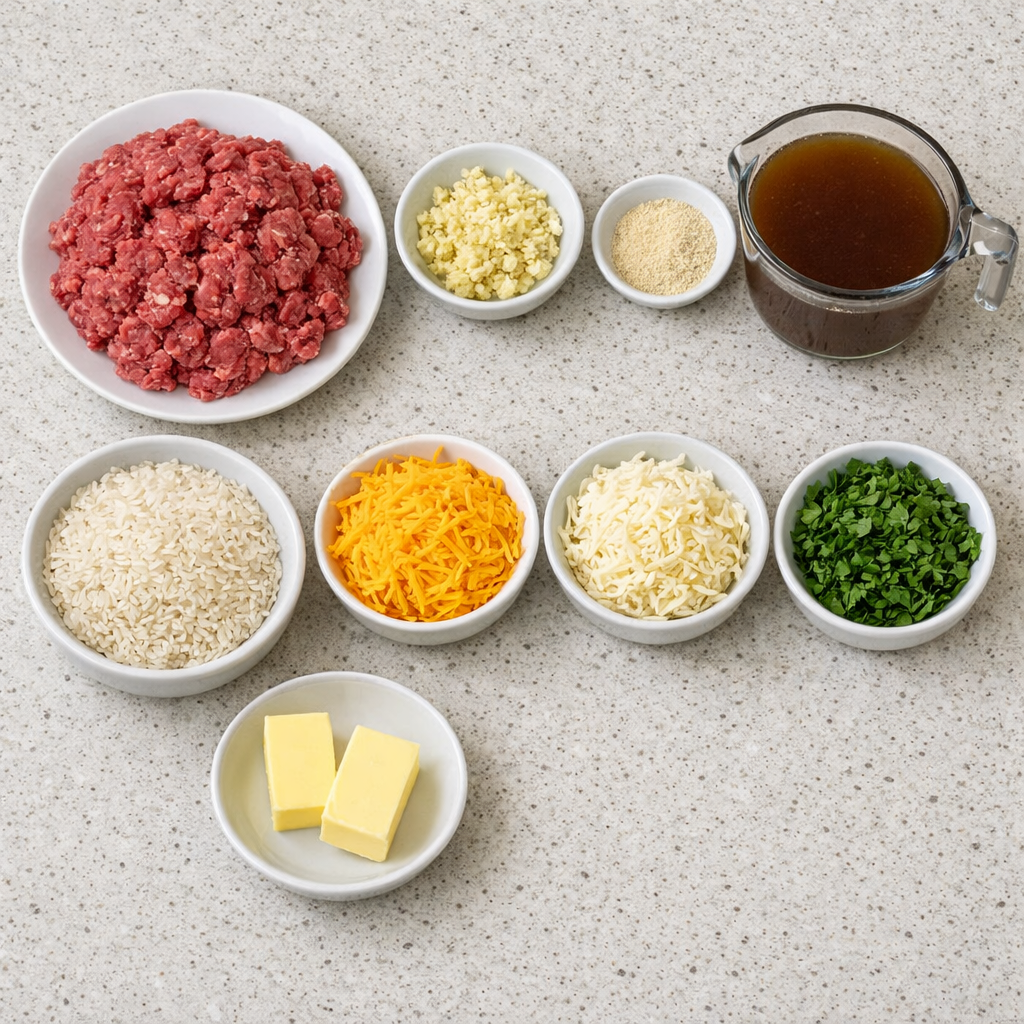 Cheesy Beefy Garlic Butter Rice Bowl
