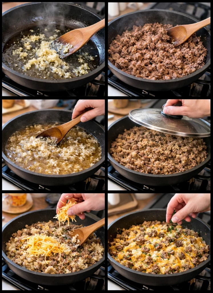 Cheesy Beefy Garlic Butter Rice Bowl