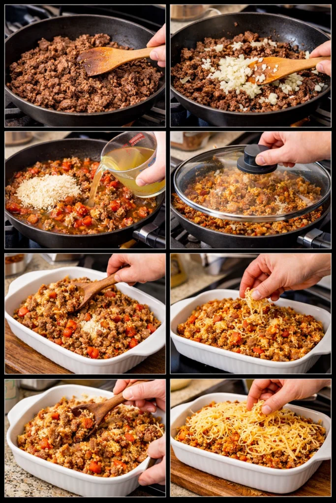 Cheesy Ground Beef Rice Casserole