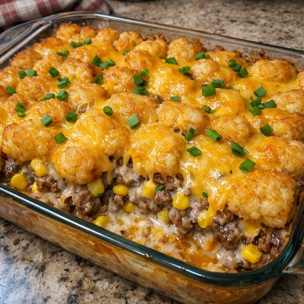 Cheesy Ground Beef Tater Tot Casserole